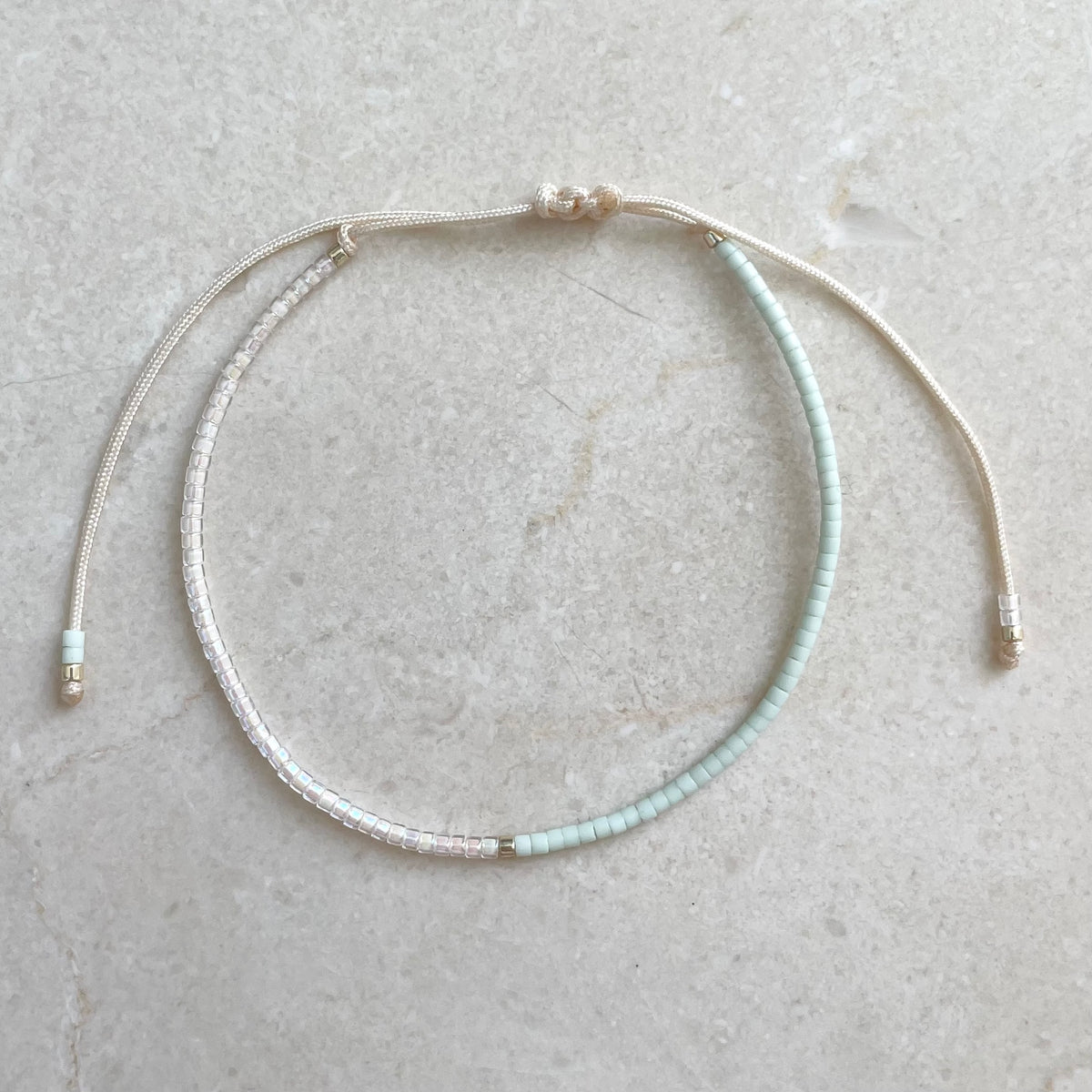 Delica Armband - Mint & Crystal