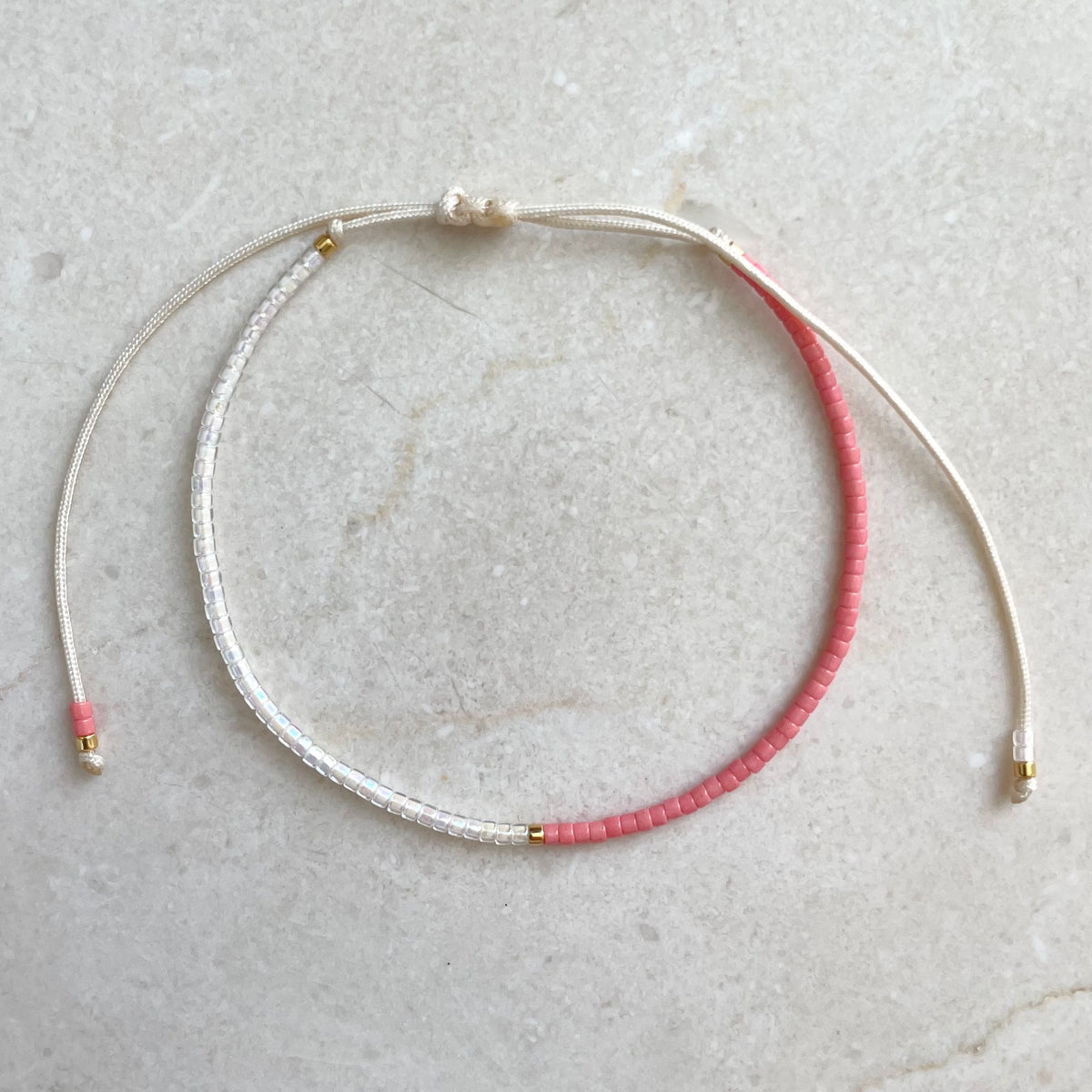Delica Armband - Pink & Crystal