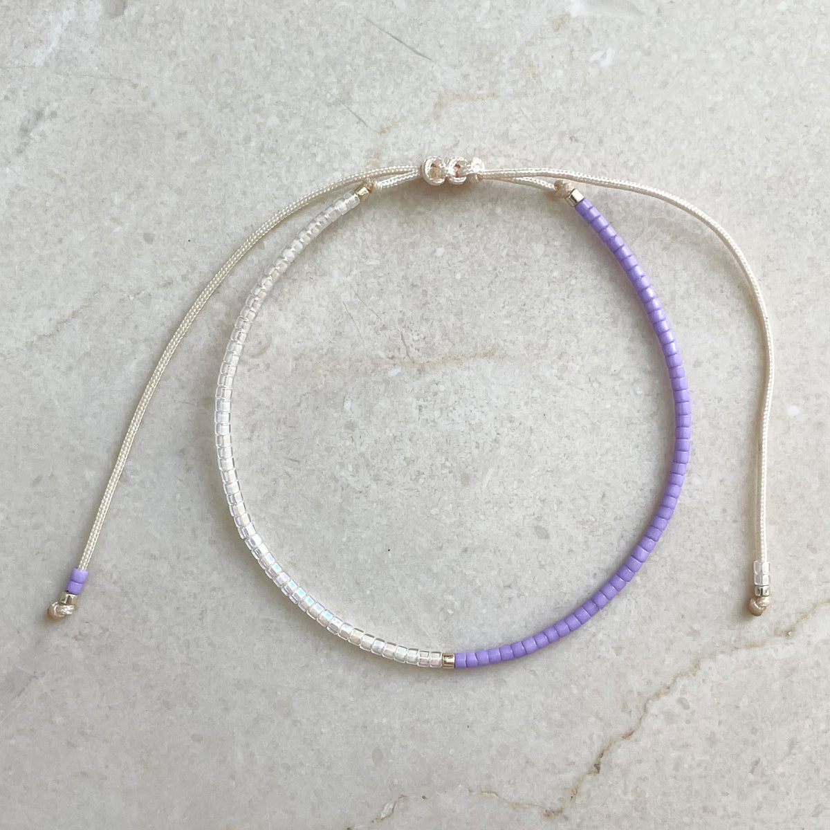 Delica Armband - Lilac & Crystal