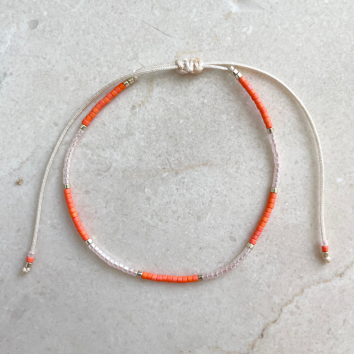 Delica Armband - Red & Crystalpink