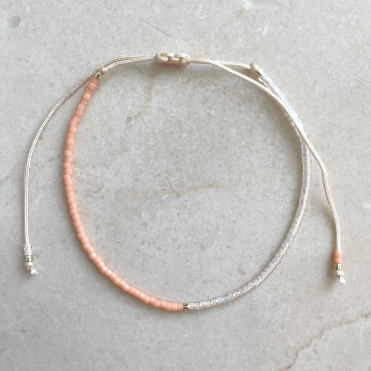 Delica Armband -  Coral & Crystal