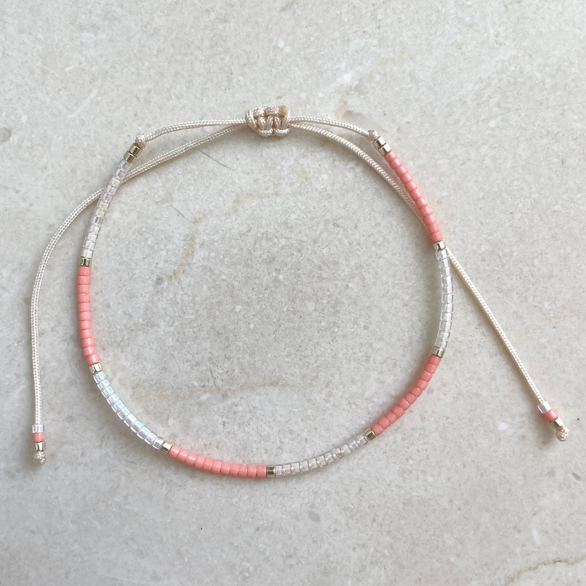 Delica Armband -  Soft Pink & Crystal