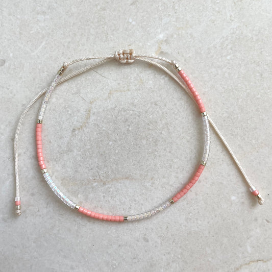 Delica Armband -  Soft Pink & Crystal