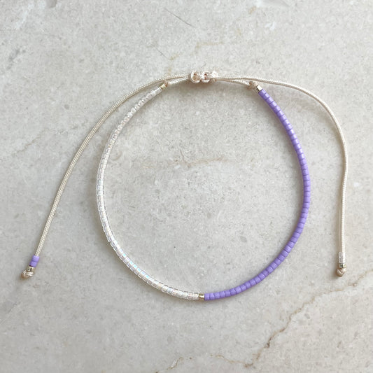 Delica Armband -  Lilac & Crystal