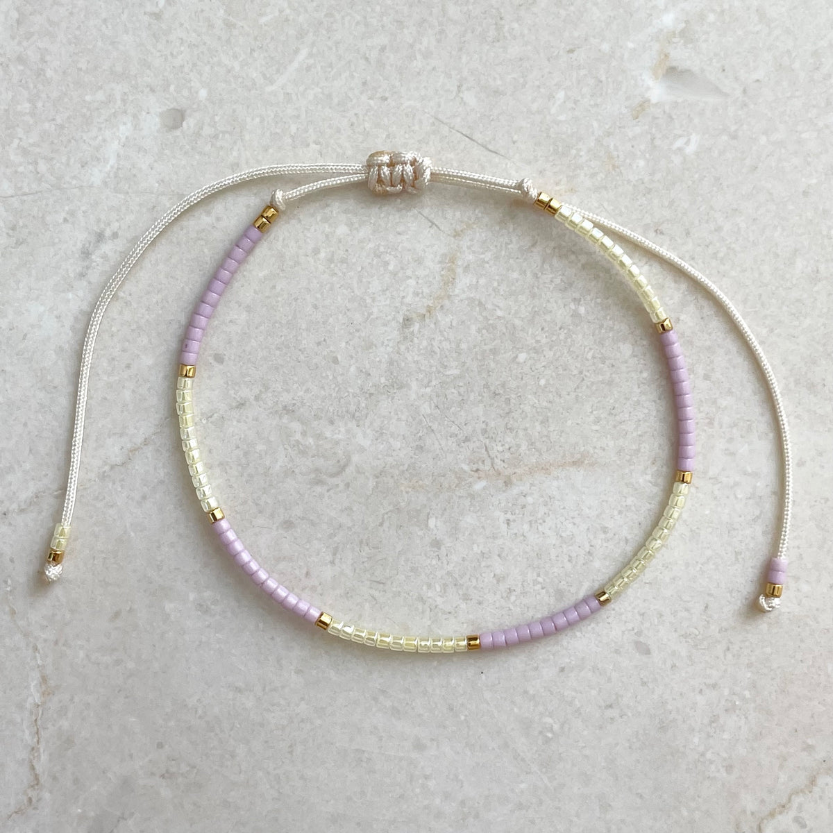 Delica Armband -  Lilac & Lemon