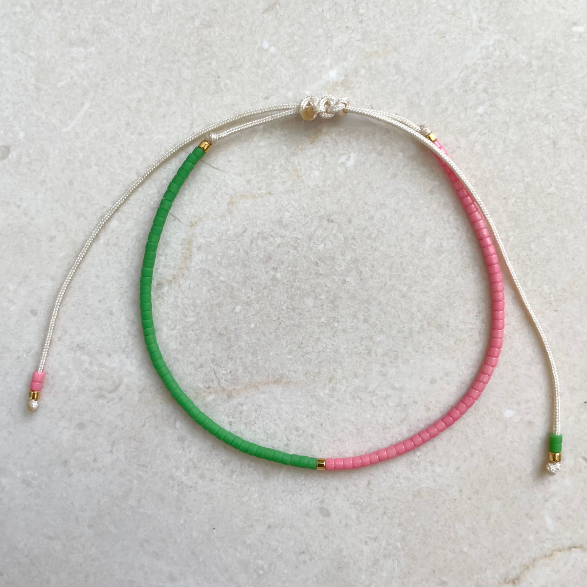 Delica Armband -  Pink & Green