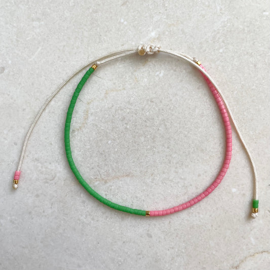 Delica Armband -  Pink & Green