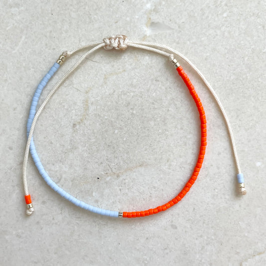 Delica Armband Blau - Orange