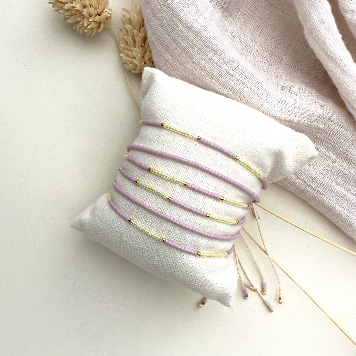 Delica Armband -  Lilac & Lemon